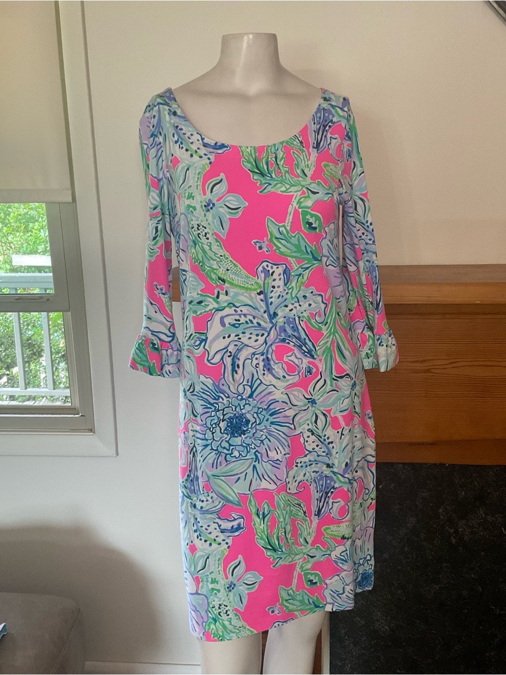 Lilly Pulitzer Floral Sophie Ruffle Dress Pink Tropics S